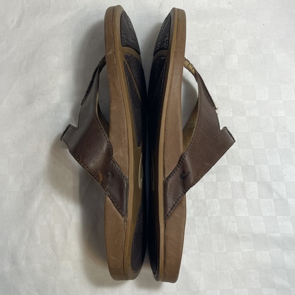 Olukai Lala Thong Sandals Brown Leather Womens 9 EU 39 - Picture 4 of 8